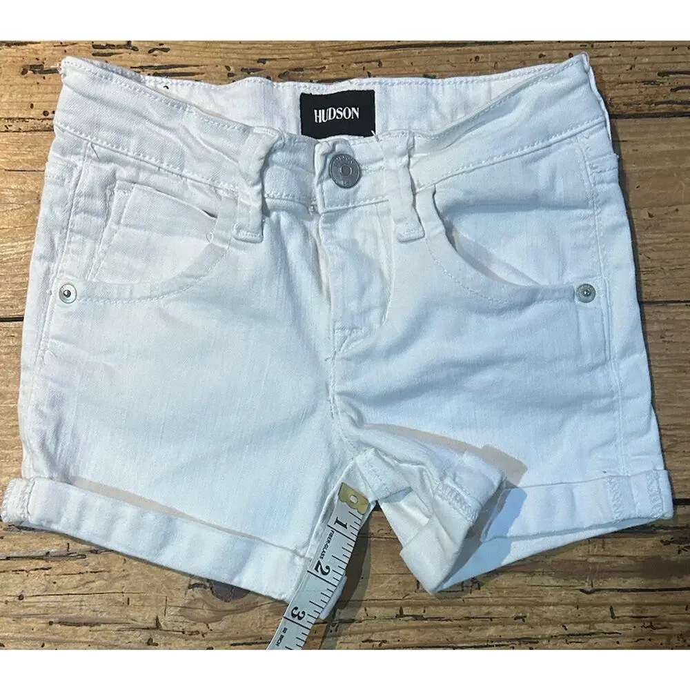 Hudson Girls Size 8 White Cuffed Shorts